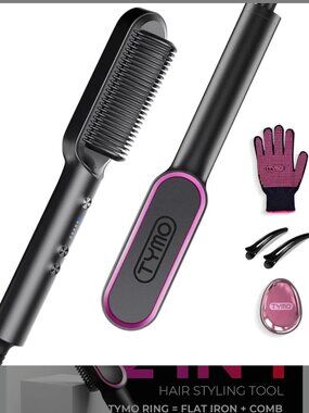TYMO Hair straightener brush and flat iron combo